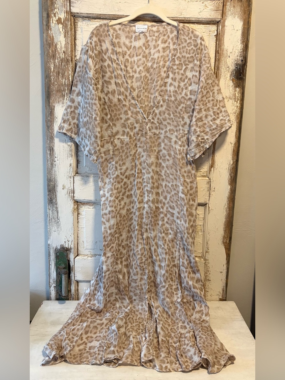 Felicite cotton gauze leopard print maxi dress M/L